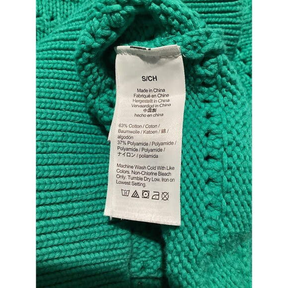 J. Crew Women’s Size S Pullover Knit Sweater Pointelle Balloon Sleeve Green - Picture 6 of 6
